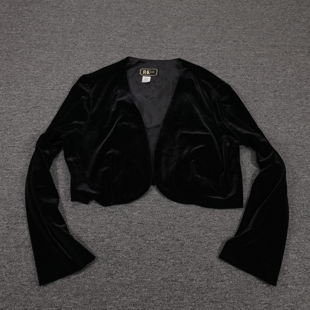 VINTAGE R&K Evening Jacket M Black‎ Velvet Gothic Cocktail Cropped Formal Bolero